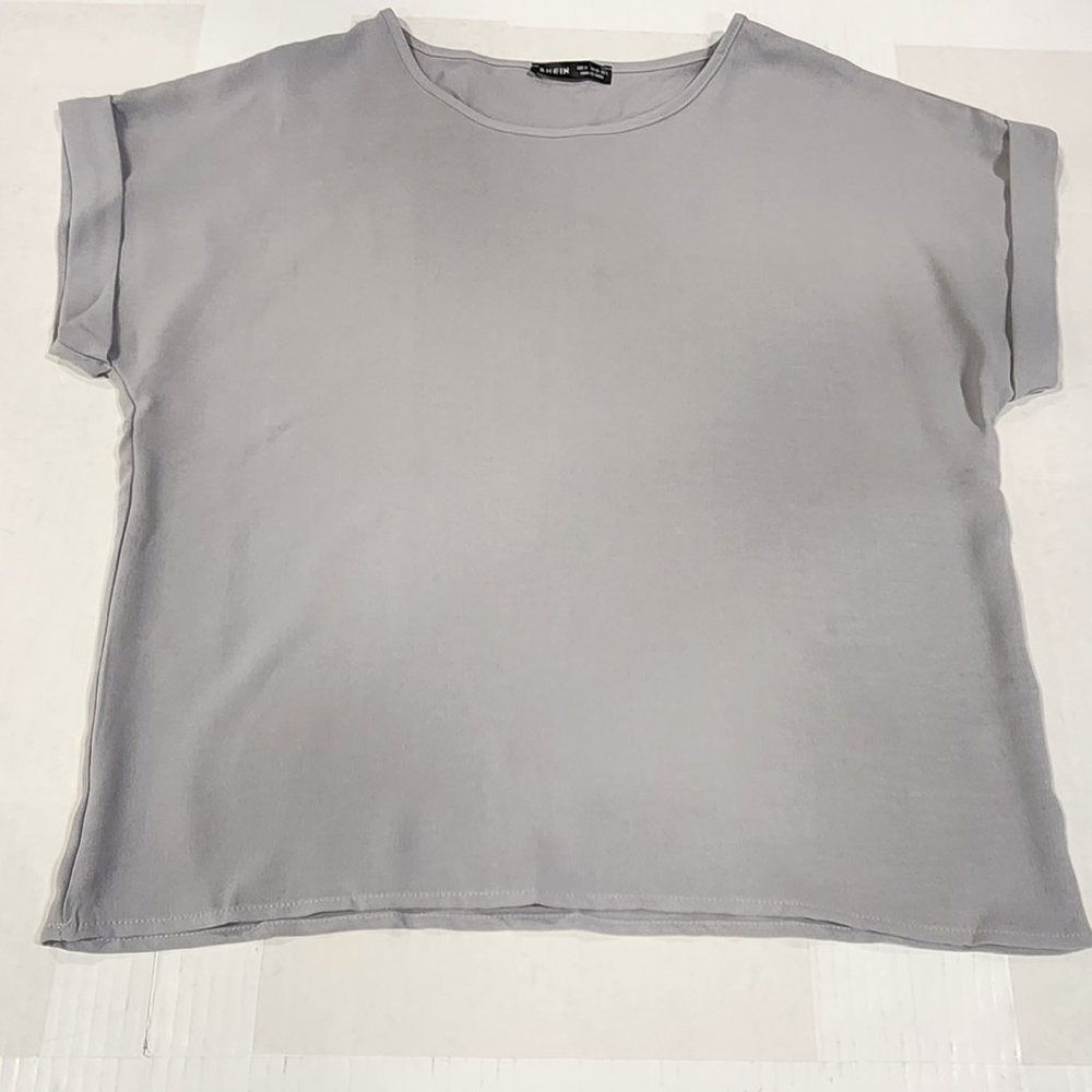 EMERY ROSE Solid Rolled Sleeve Blouse
